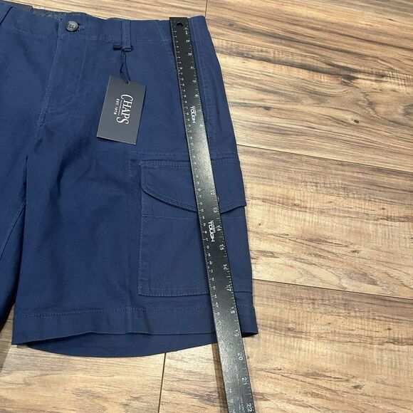 NWT Chaps Men Freedom Stretch 9" Cargo Shorts Blue Flat Front Size 30 - Picture 2 of 10
